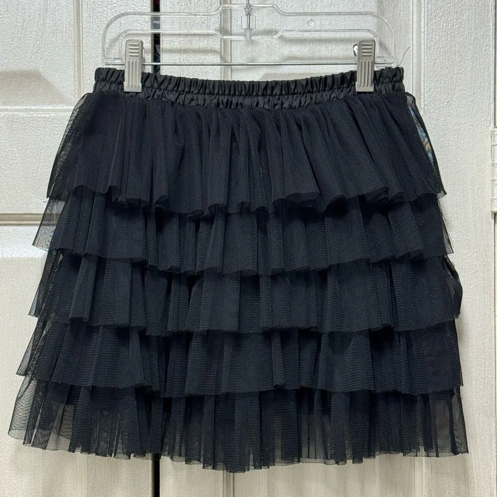 Zara Girls Casual Collection Size 13/14 Black Layered Tulle Skirt